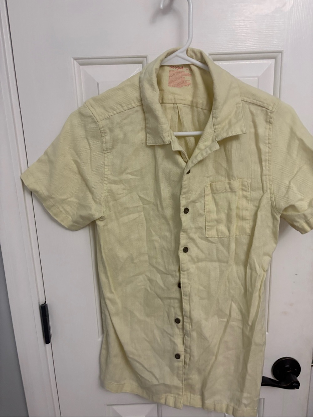 Cat & Jack Light Yellow Short-Sleeve Button-Down Shirt